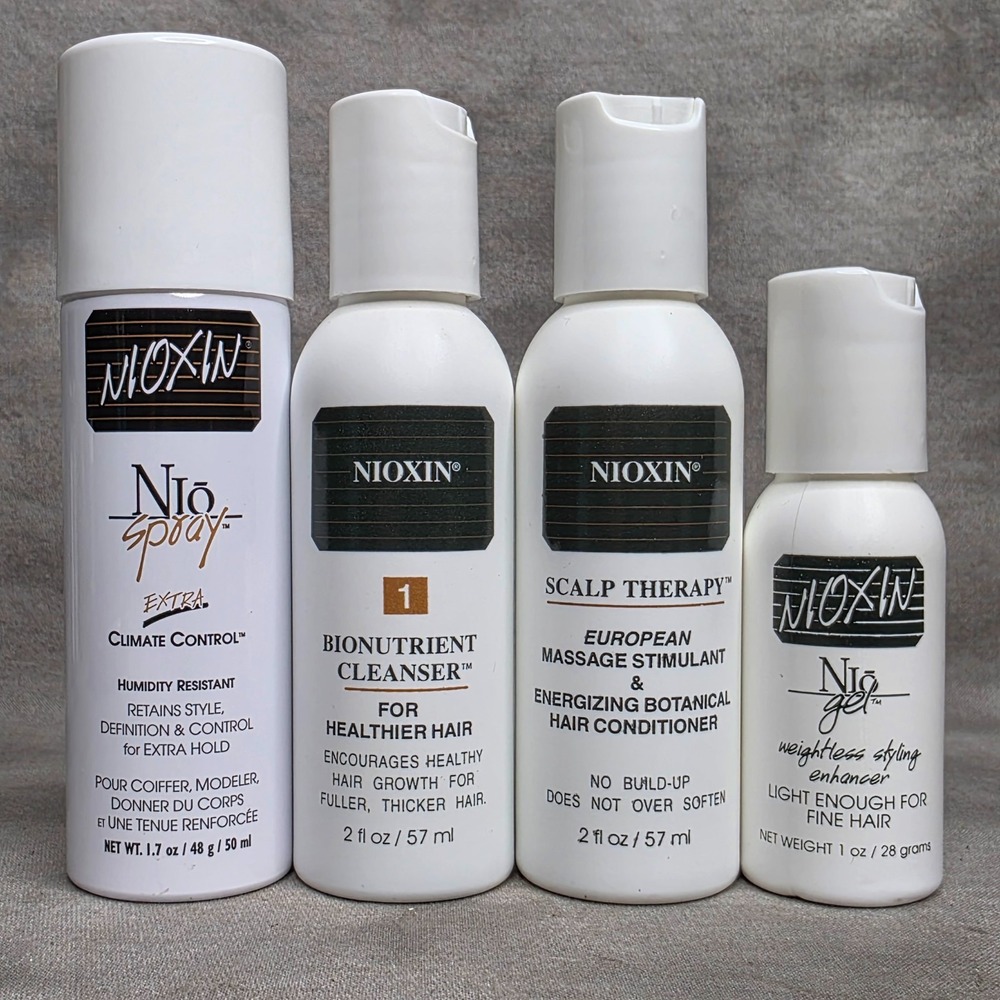 Nioxin Travel Set: Cleanser, Scalp Therapy Conditioner, Gel & Hairspray